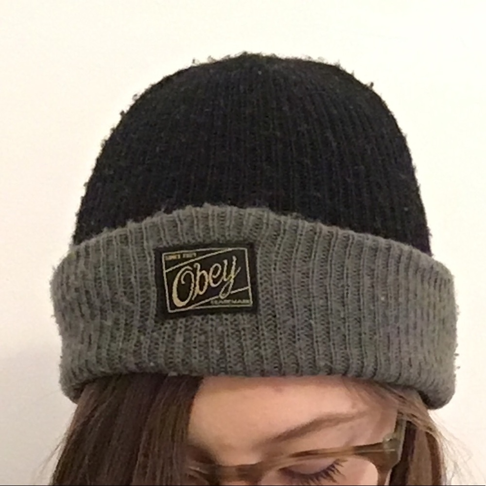 Sale! Black and Grey Obey Beanie